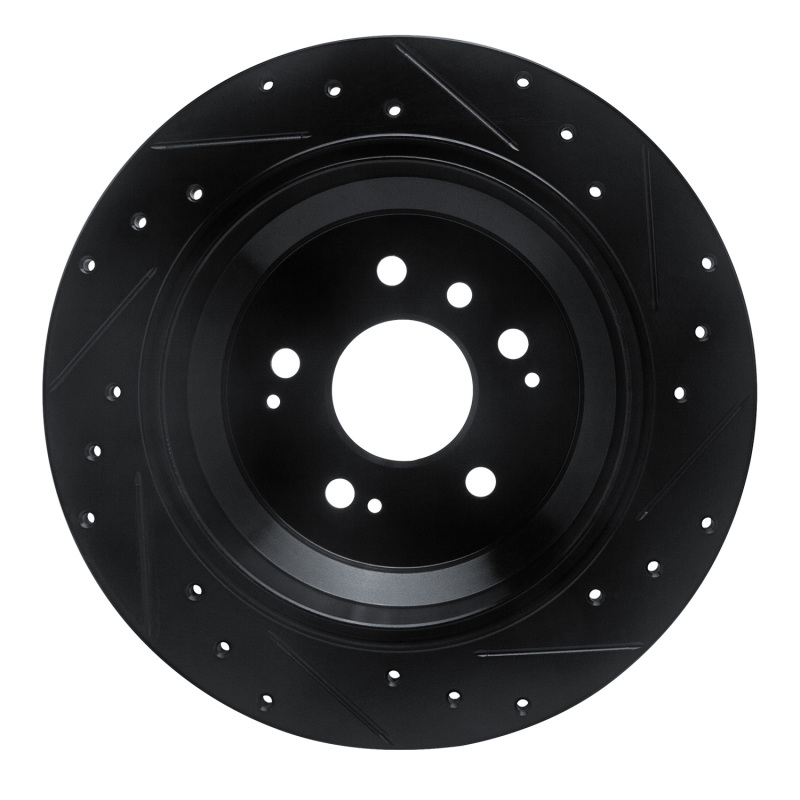 Honda Ridgeline Brake Rotor (1) - Rear Left - R1 Concepts - Drilled & Slotted - Black - `16-`25